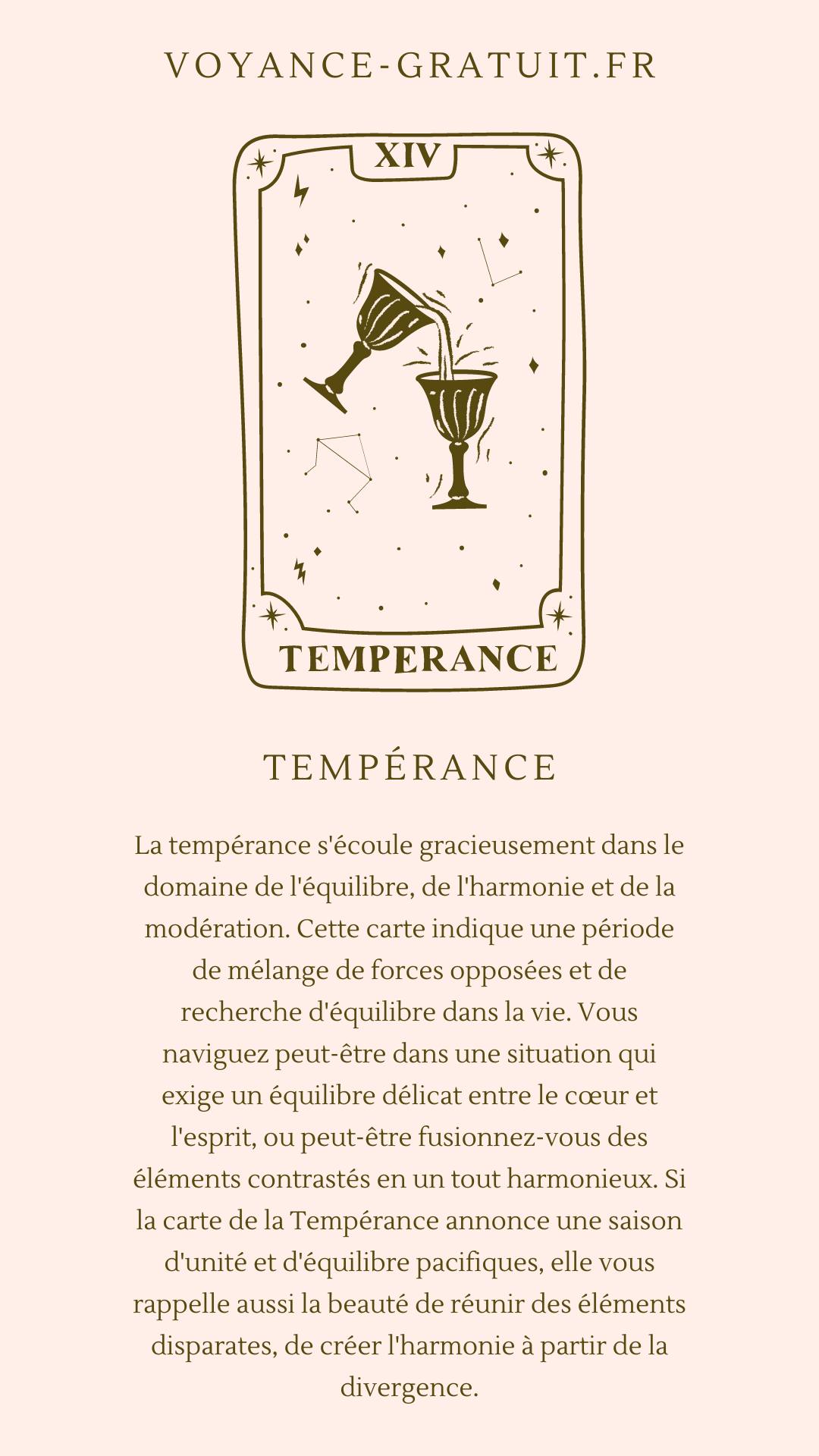 Explication de la carte de la tempérance